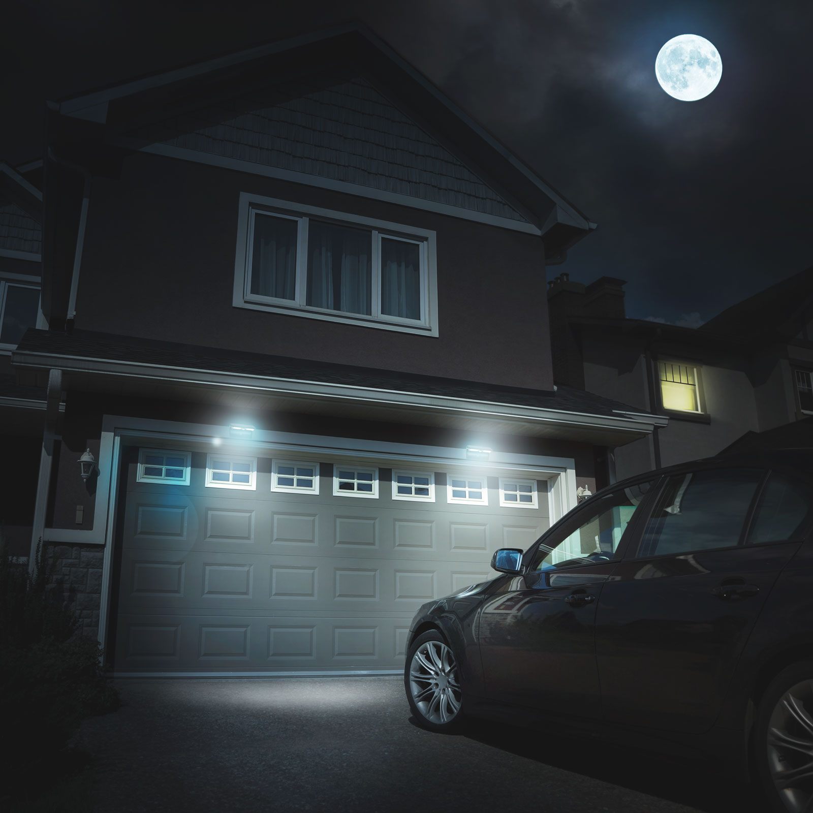 Reflektor nad garážou